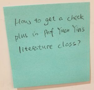 How to get a check plus in Prof Yuan Yin's literature class?