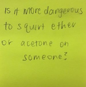 Is it more dangerous to squirt ether or acetone on someone?