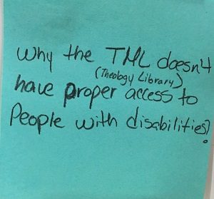 Why the TML (Theology Library) doesn't have proper access to people with disabilities