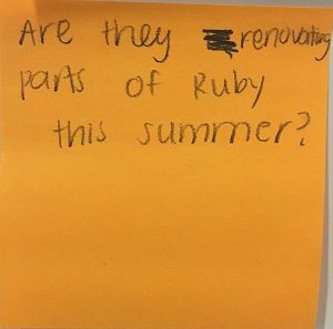 Are they renovating parts of Ruby this summer?