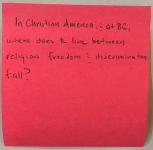 In Christian America & at BC, where does the line between religious freedom: discrimination fall?