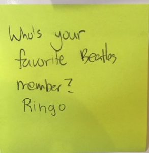 Who's your favorite Beatles member? [reply: Ringo]