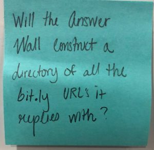 Will the Answer Wall construct a directory of all the bit.ly URLs it replies with?
