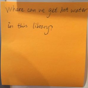 Where can we get hot water in this library?