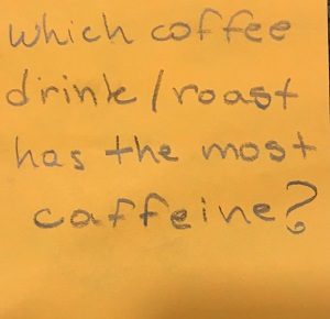 Which coffee drink/roast has the most caffine?
