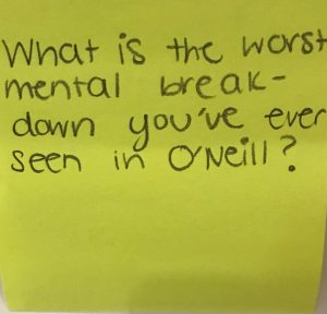 What is the worst mental breakdown you've ever seen in O'Neill?