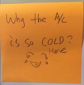 Why the A/C is so COLD? .·´¯`(>▂