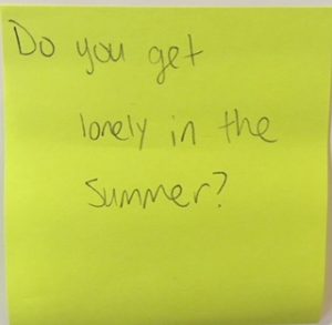 Do you get lonely in the summer?