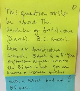 This question might be about the Bachelor of Architecture (B. Arch).BC doesn't have an Architecture School. B Arch is a 5 year professional degree, whereas the BS Arch is not. You can become a licensed architect with a B Arch but not BS Arch.