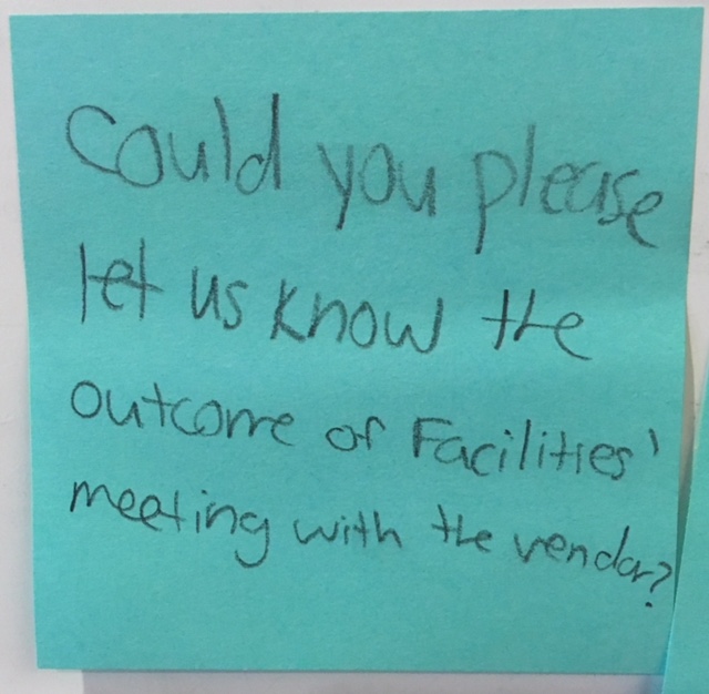 Could you please let us know the outcome of Facilities’ meeting with ...