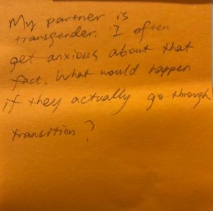 My partner is transgender. I often get anxious about that fact. What would happen if they actually go through transition?