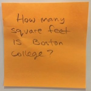 How many square feet is Boston College?