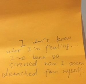 I don't know what I'm feeling...I've been so stressed now I seem detached from myself.