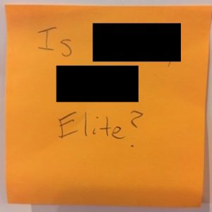 Is [name redacted] elite?