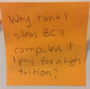 Why can't I steal BC's computers if I pay for a high tuition?