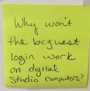 Why won't the bcguest login work on digital studio computers?