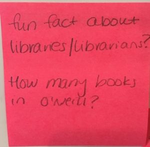 fun fact about libraries/librarians? How many books in O'Neill?