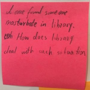 I once found someone masturbate in the library. How does library deal with such situation