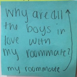 Why are all the boys in love with my roommate? my roommate-->