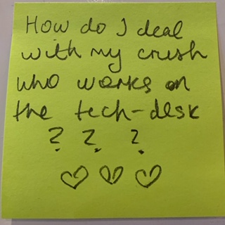 How do I deal with my crush who works on the tech-desk ???