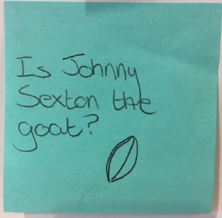 Is Jonny Sexton the goat? [rugby ball drawing]