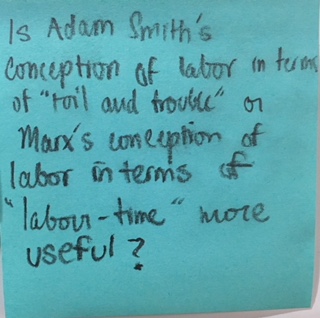 Is Adam Smith's conception of labor in terms of "toil and trouble" or Marx's conception of labor in terms of "labour-time" more useful?