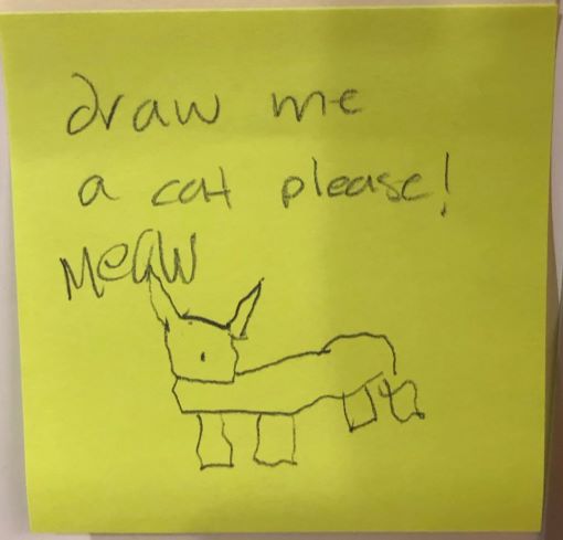 Draw me a cat please! Meow [drawing of cat]
