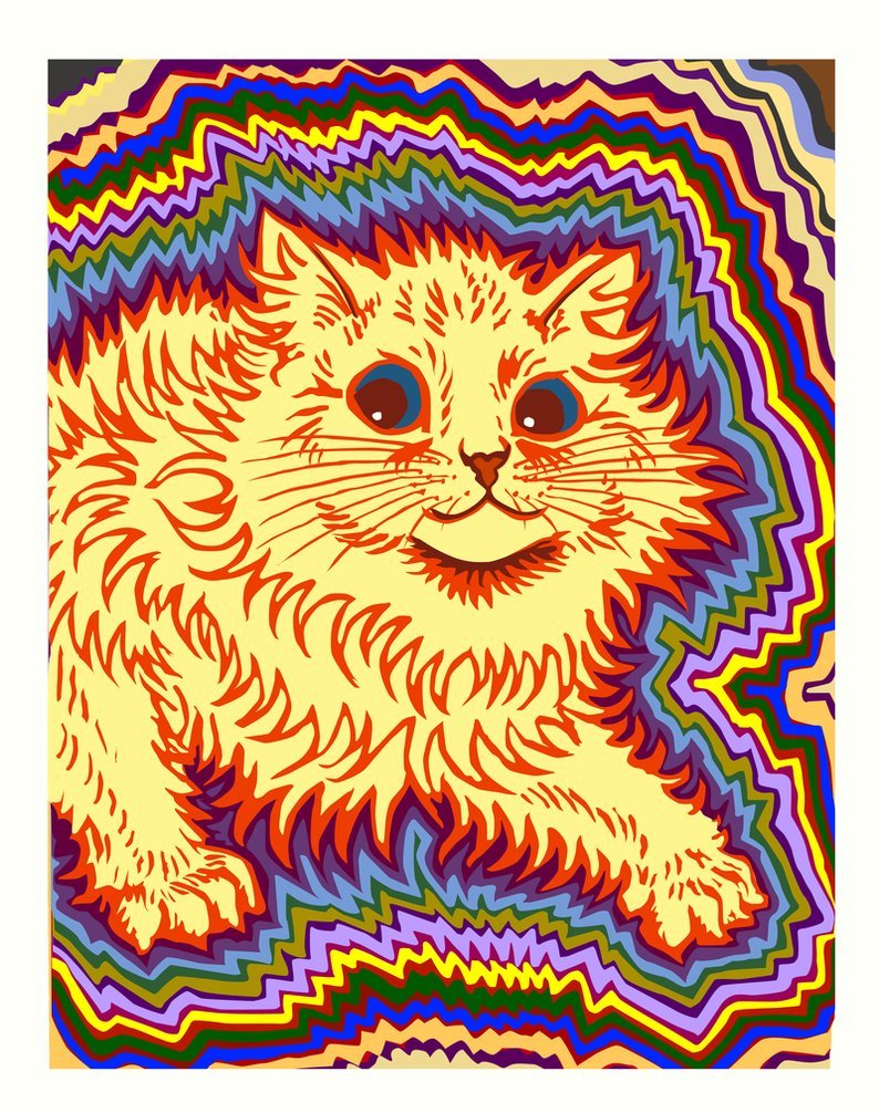 kaleidescopic cat painting by Louis Wain