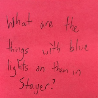 What are the things with blue lights on them in Stayer?