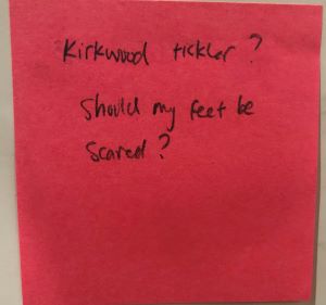 Kirkwood Tickler? Should my feet be scared?