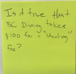 Is it true that BC Dining takes $100 for a "stealing" fee?