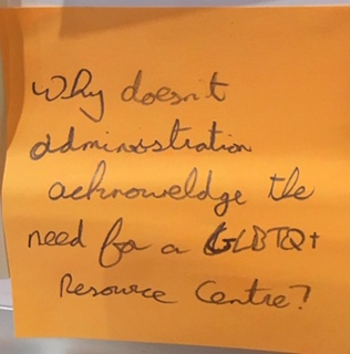 Why doesn't administration acknowledge the need for a GLBTQ+ Resource Centre?