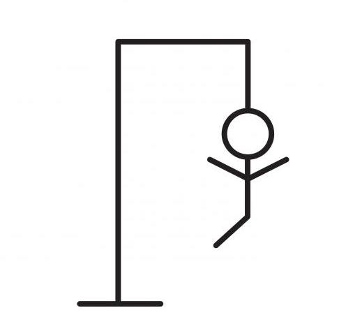 hangman game with head, arms, body, and one leg filled in