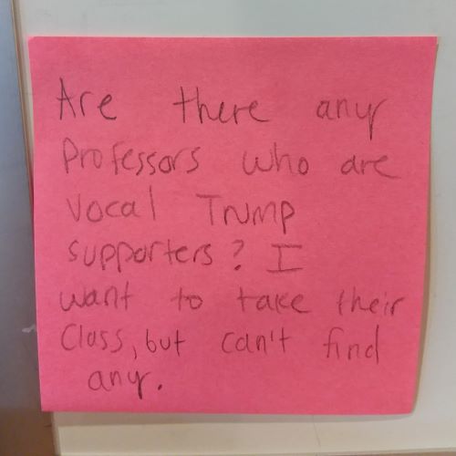 Are there any professors who are vocal Trump supporters? I want to take their class, but can't find any.