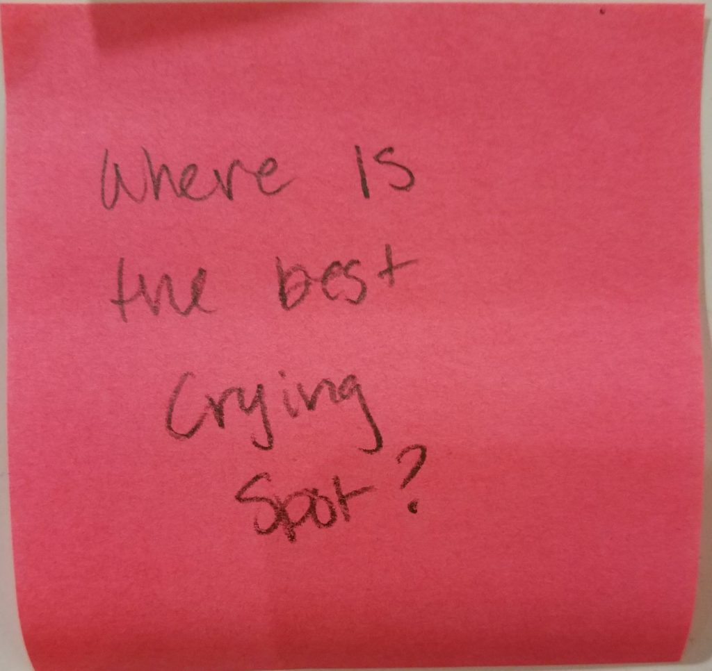 Where is the best crying spot?