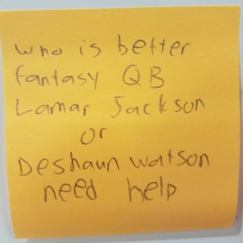 Who is a better fantasy QB Lamar Jackson or Deshaun Watson need help