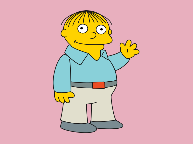 Cartoon character Ralph from The Simpsons, waving hi