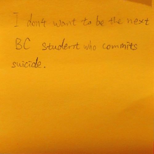 I don't want to be the next BC student who commits suicide.