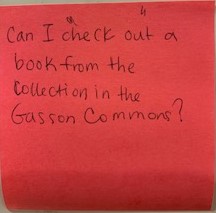 Can I "check out" a book from the collection in Gasson Commons?
