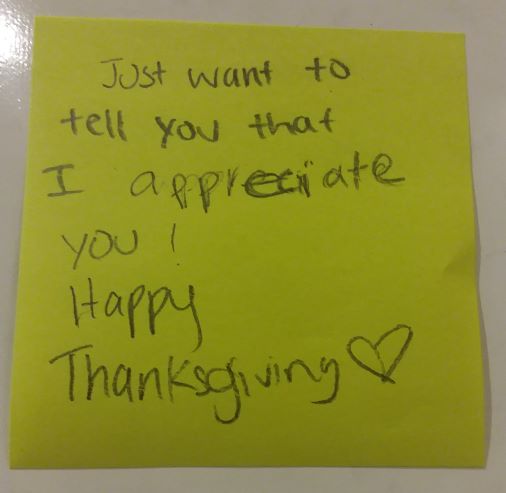 Just wanted to tell you that I appreciate you! Happy Thanksgiving