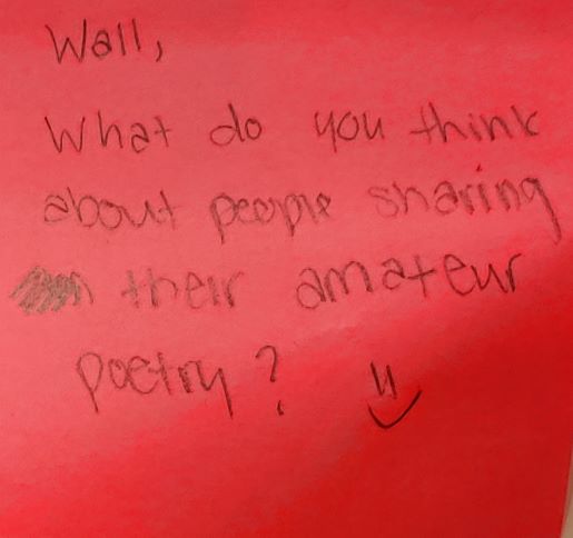 Wall, What do you think about people sharing their amateur poetry? =)