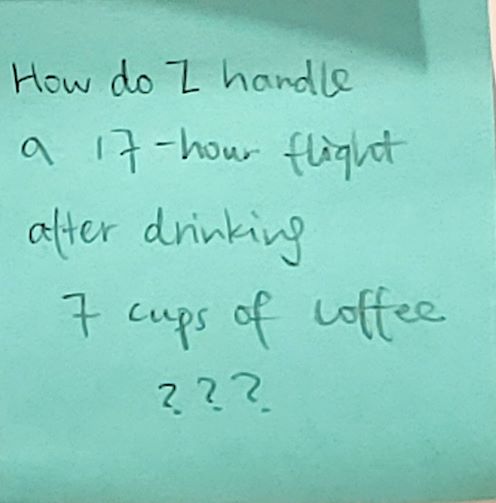 How do I handle a 17-hour flight after drinking 7 cups of coffee???