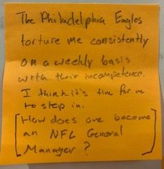 The Philadelphia Eagles torture me consistently on a weekly basis with their incompetence. I think it's time for me to step in. (How does one become an NFL General Manager?)