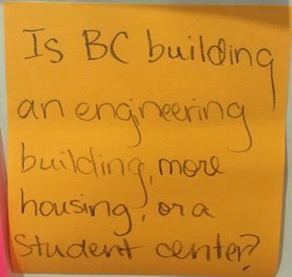 Is BC building an engineering building, more housing, or a student center?