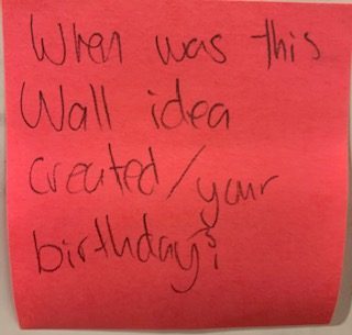 When was this Wall idea created / your birthday?