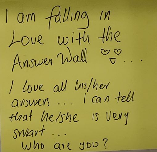 I am falling in love with the answer wall