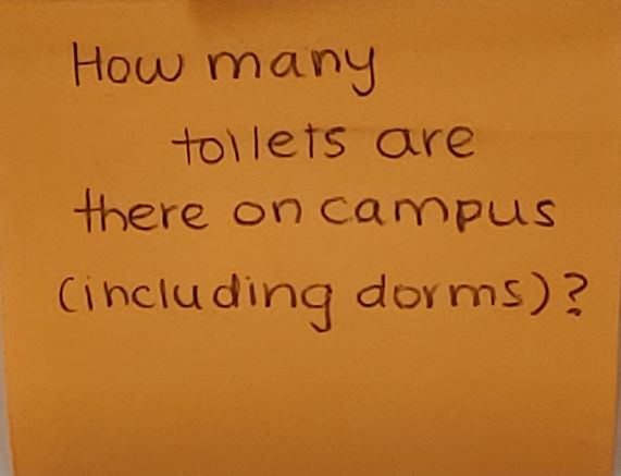 How many toilets are there on campus (Including dorms)?