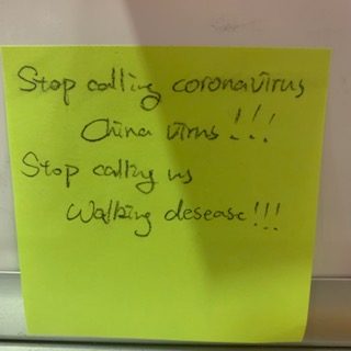 Stop calling coronavirus China virus!!! Stop calling us walking disease!!!