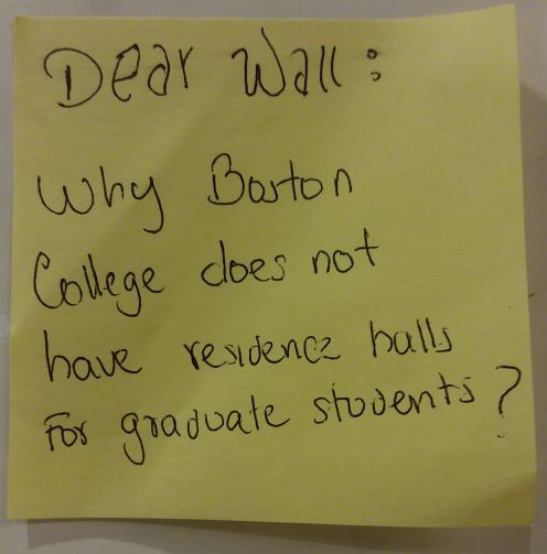 Dear Wall: Why Boston College does not have residence halls for graduate students?