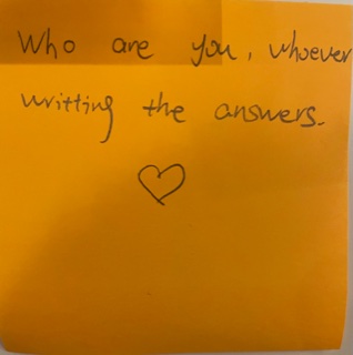 Who are you, whoever writing the answers. ❤️